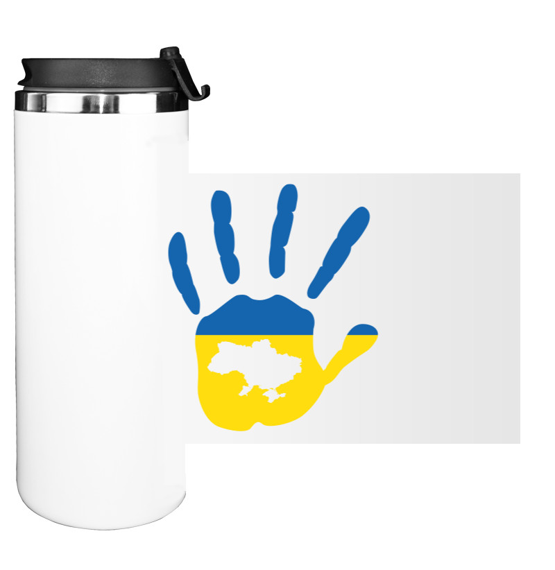 Water Bottle on Tumbler - Рука флаг Украины, карта Украины - Mfest