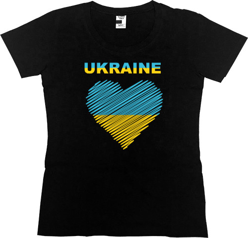 Women's Premium T-Shirt - Ukraine, Украина сердечко флаг - Mfest