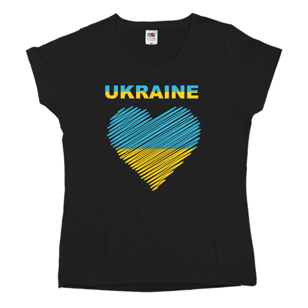 Women's T-shirt Fruit of the loom - Ukraine, Украина сердечко флаг - Mfest