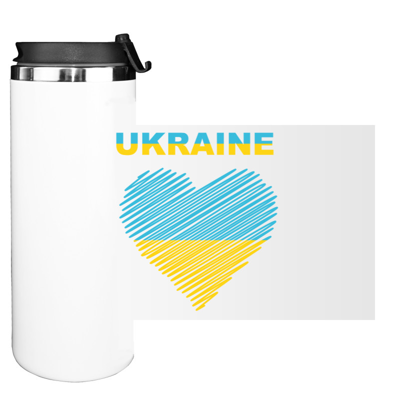 Water Bottle on Tumbler - Ukraine, Украина сердечко флаг - Mfest