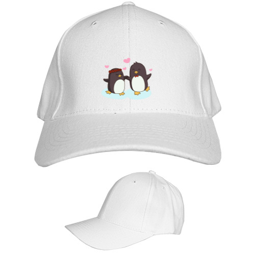 Kids' Baseball Cap 6-panel - Влюбленная пара забавных пингвинов сердечко - Mfest