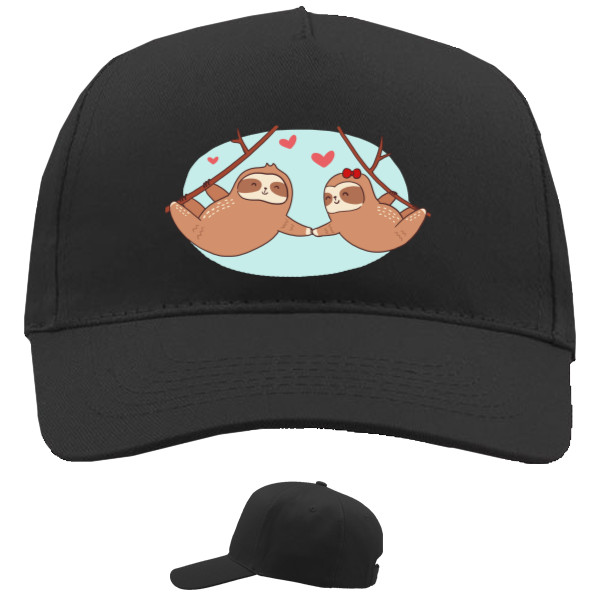 Baseball Caps - 5 panel - Влюбленная пара забавных ленивцев сердечко - Mfest