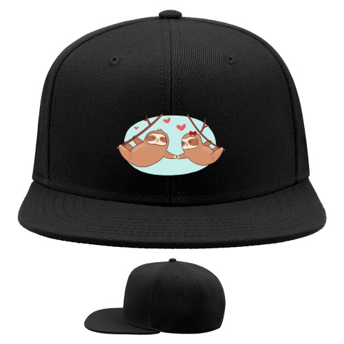 Snapback Baseball Cap - Влюбленная пара забавных ленивцев сердечко - Mfest