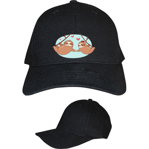 Kids' Baseball Cap 6-panel - Влюбленная пара забавных ленивцев сердечко - Mfest