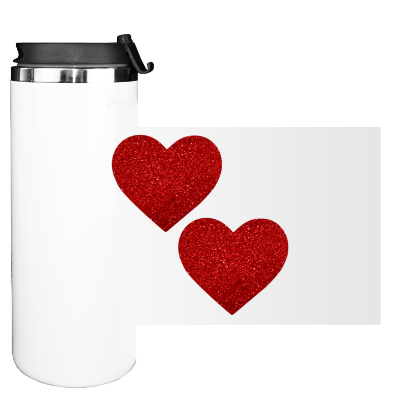 Water Bottle on Tumbler - Two red hearts - Mfest