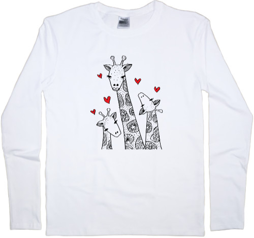 Футболка з Довгим Рукавом Чоловіча - Favorite family of giraffes with hearts - Mfest