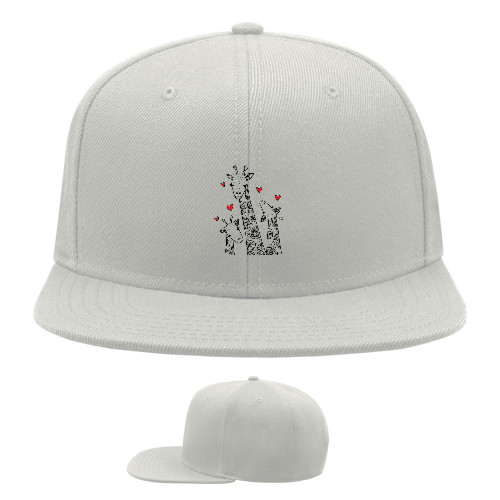 Snapback Baseball Cap - Favorite family of giraffes with hearts - Mfest