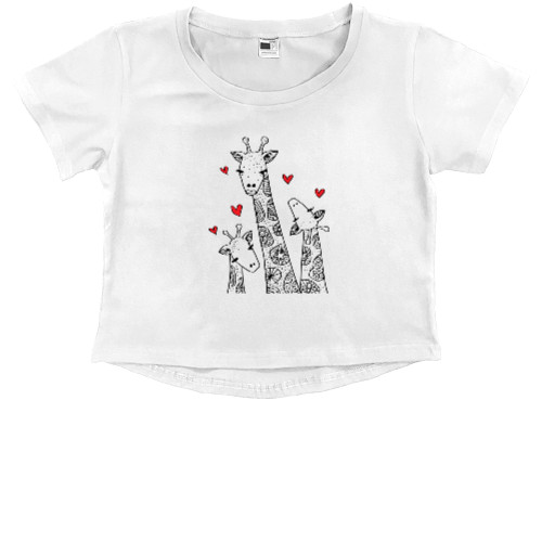 Кроп - топ Преміум Дитячий - Favorite family of giraffes with hearts - Mfest