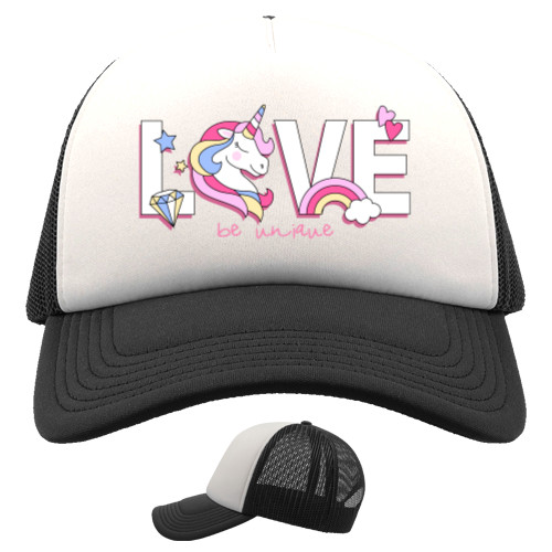 Trucker Cap - Unicorn in love i love you be mine - Mfest