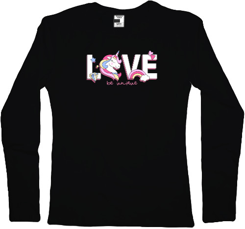 Women's Longsleeve Shirt - Unicorn in love i love you be mine - Mfest