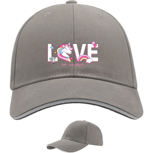 Sandwich Baseball Cap - Unicorn in love i love you be mine - Mfest