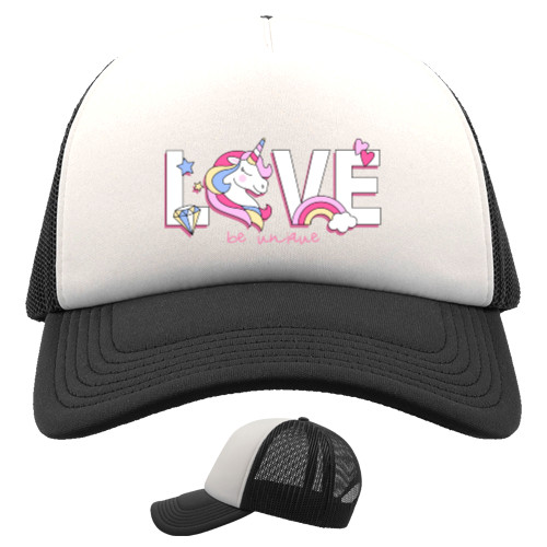 Kids' Trucker Cap - Unicorn in love i love you be mine - Mfest