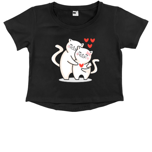 Kids' Premium Cropped T-Shirt - Влюбленные котики - Mfest