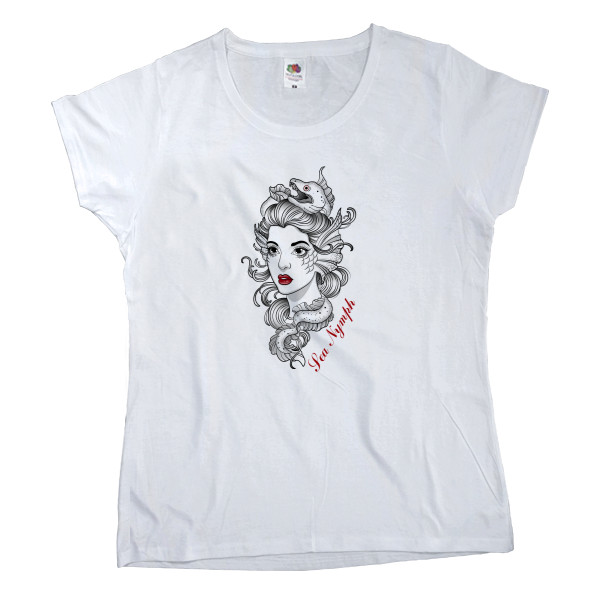 Women's T-shirt Fruit of the loom - морская нимфа с большой муреной - Mfest