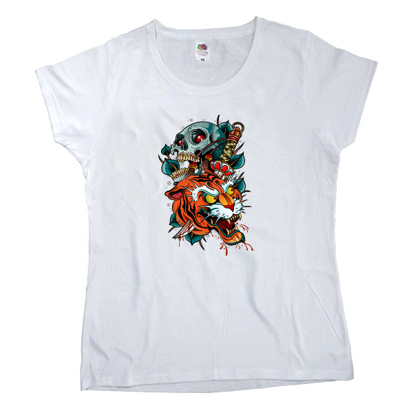 Women's T-shirt Fruit of the loom - маска японского демона тигра - Mfest