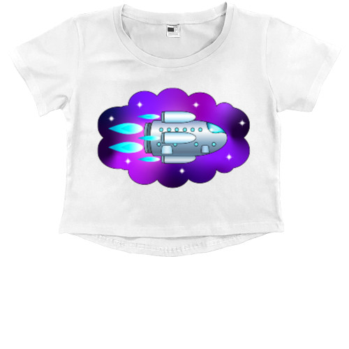 Kids' Premium Cropped T-Shirt - Космический корабль - Mfest