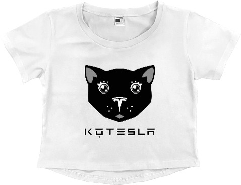 Women's Cropped Premium T-Shirt - КоТесла - пародия на лого TESLA - Mfest