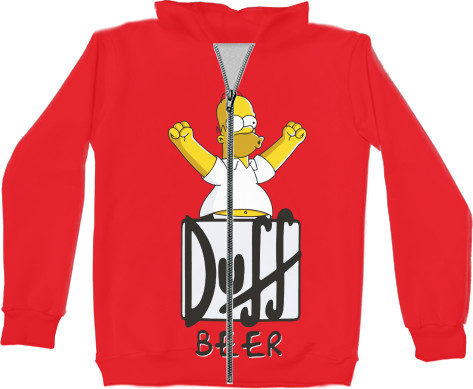 Unisex Zip-through Hoodie 3D - Simpsons Duff Beer - Mfest