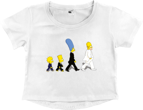 Women's Cropped Premium T-Shirt - Simpsons Abbey Road - Mfest