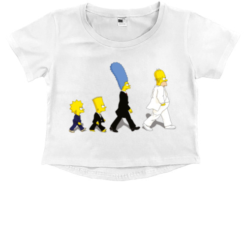 Kids' Premium Cropped T-Shirt - Simpsons Abbey Road - Mfest