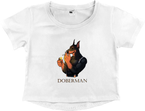 Women's Cropped Premium T-Shirt - Cool Doberman - Mfest