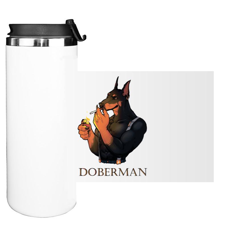 Water Bottle on Tumbler - Cool Doberman - Mfest