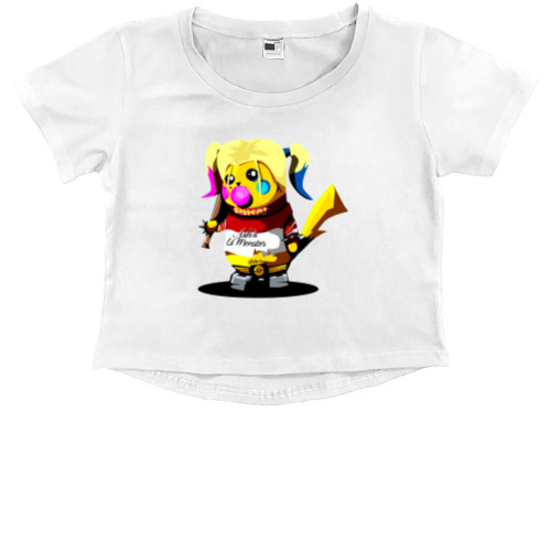 Kids' Premium Cropped T-Shirt - Пикачу Харли Квин - Mfest