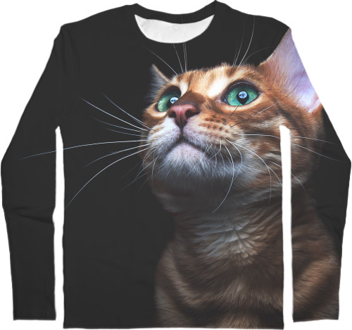 Men's Longsleeve Shirt 3D - Кошка Арт - Mfest