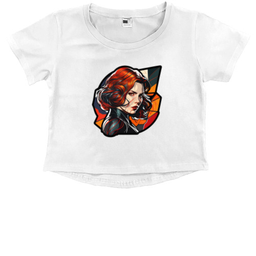 Kids' Premium Cropped T-Shirt - Black Widow Mosaic Style - Mfest