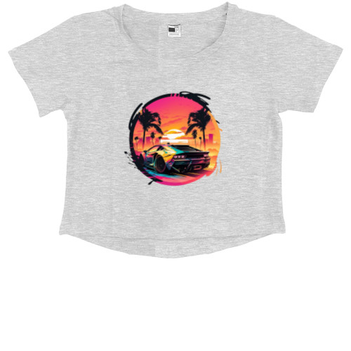 Kids' Premium Cropped T-Shirt - Lamborghini Retrowave - Mfest