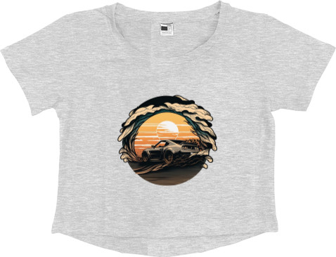 Women's Cropped Premium T-Shirt - Dodge at sunset - Mfest