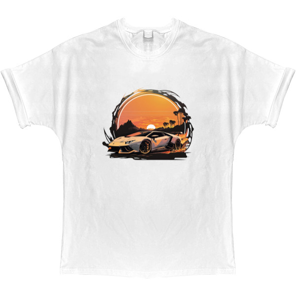 T-shirt Oversize - Lamborghini at sunset - Mfest