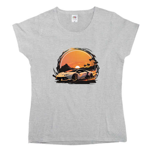 Women's T-shirt Fruit of the loom - Lamborghini at sunset - Mfest