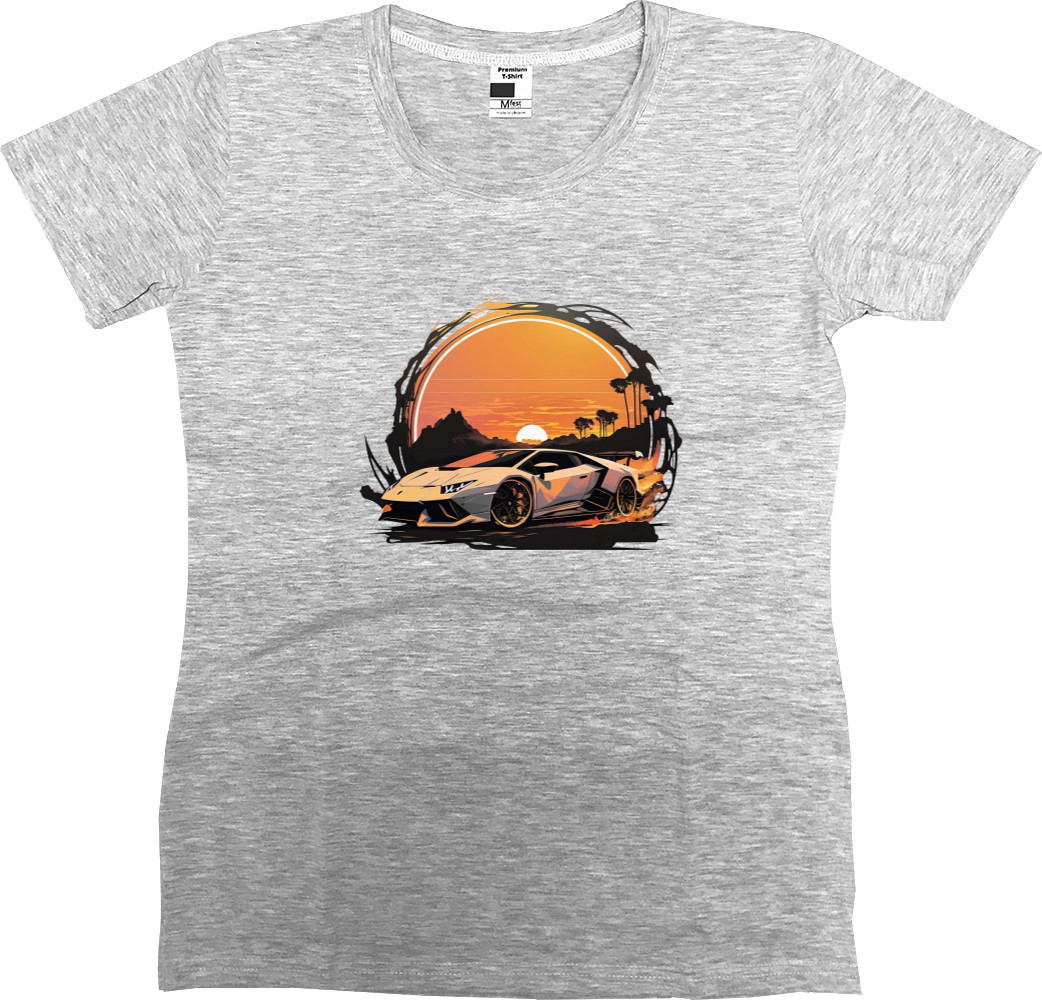 Women's Premium T-Shirt - Lamborghini at sunset - Mfest