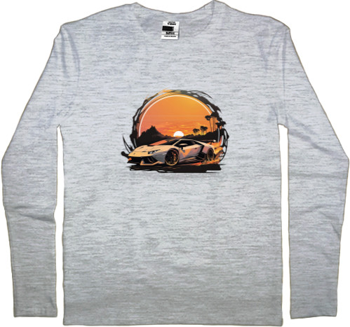 Men's Longsleeve Shirt - Lamborghini at sunset - Mfest