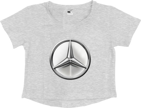 Women's Cropped Premium T-Shirt - Mercedes Benz Logo Metallic - Mfest