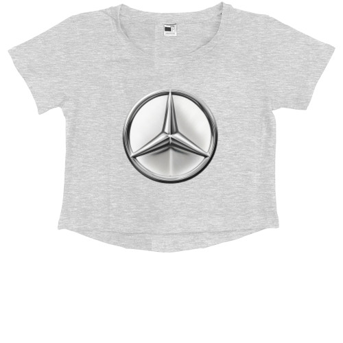 Kids' Premium Cropped T-Shirt - Mercedes Benz Logo Metallic - Mfest