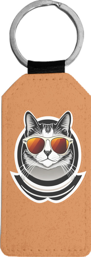 Rectangular Keychain - Cool cat in glasses - Mfest