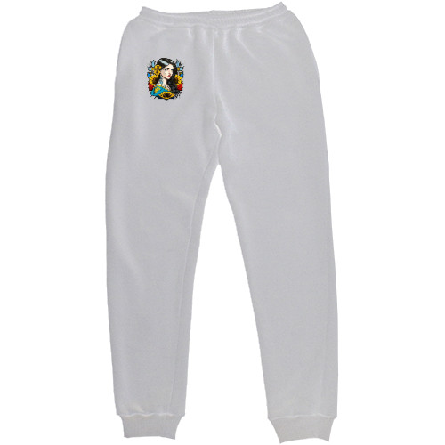 Men's Sweatpants - Charming Ukrainian girl with flowers - Mfest