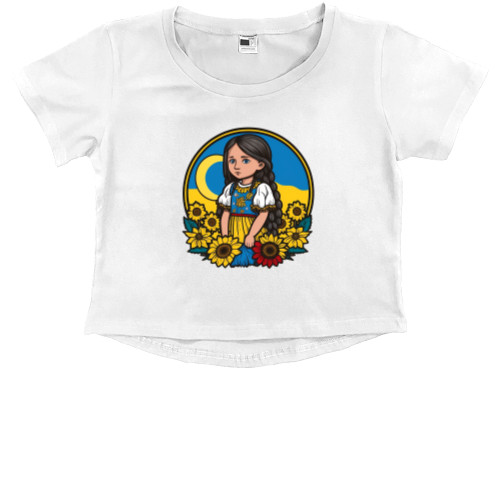 Я УКРАИНЕЦ - Kids' Premium Cropped T-Shirt - Cute Ukrainian girl - Mfest