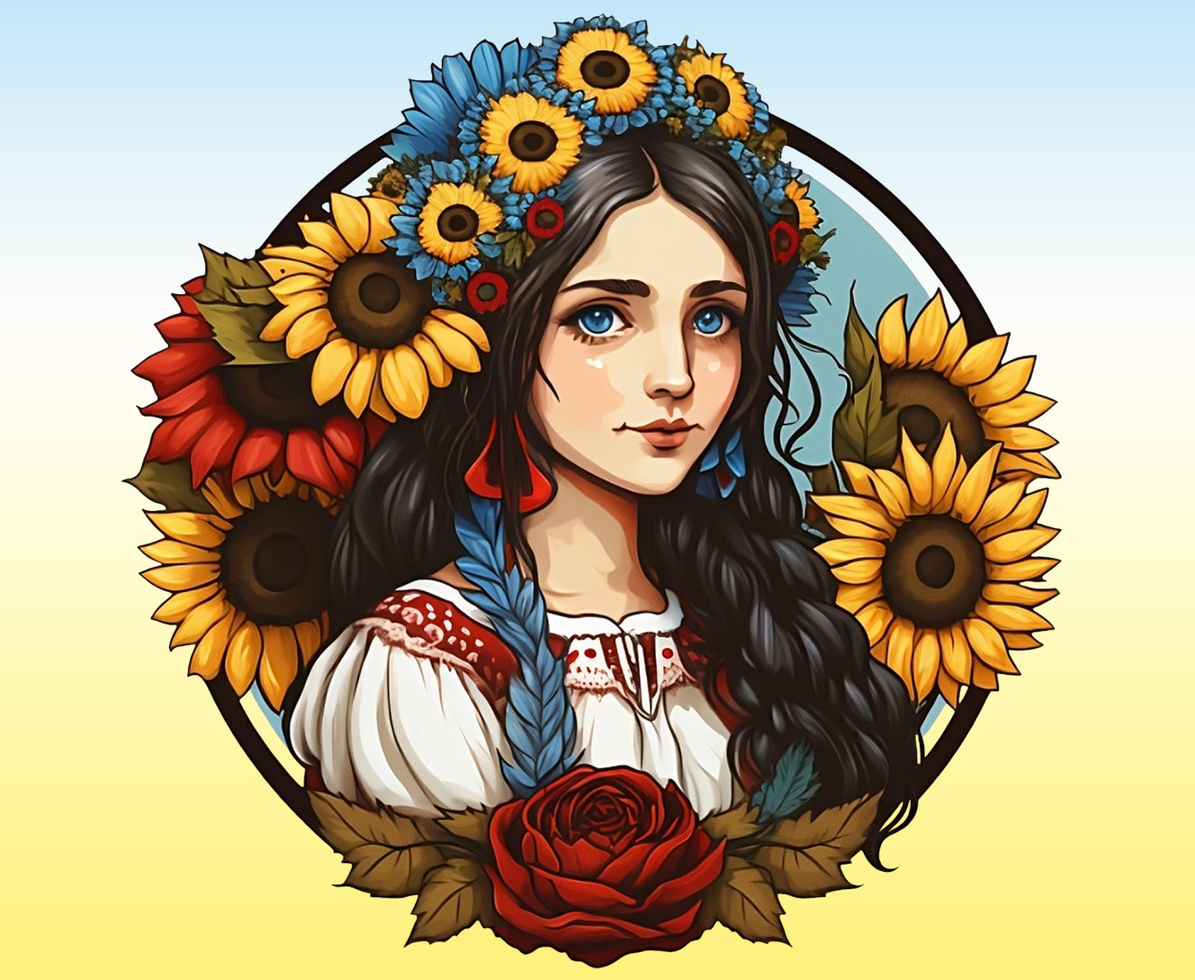 Mouse Pad - Ukrainian girl with sunflowers - Mfest