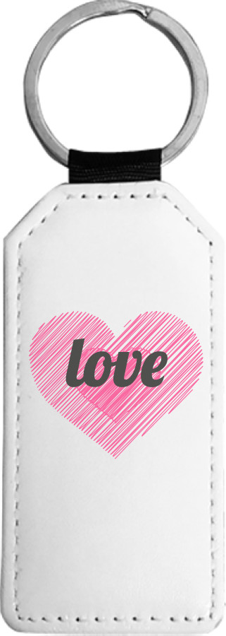 Rectangular Keychain - Love pink Heart - Mfest