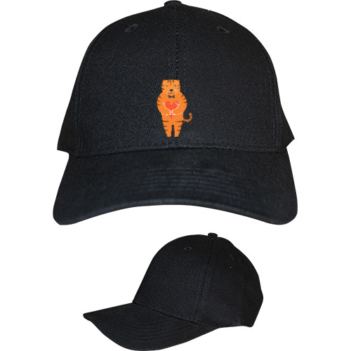 Kids' Baseball Cap 6-panel - Влюбленный рыжий тигр с сердечками в руках для нее - Mfest