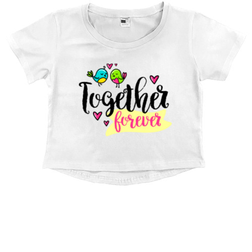 Kids' Premium Cropped T-Shirt - Together forever birds - Mfest