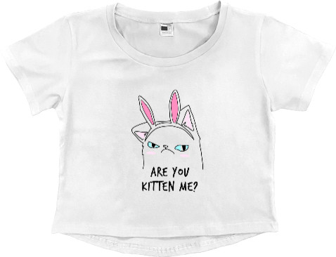 Women's Cropped Premium T-Shirt - Are you kitten me - Mfest