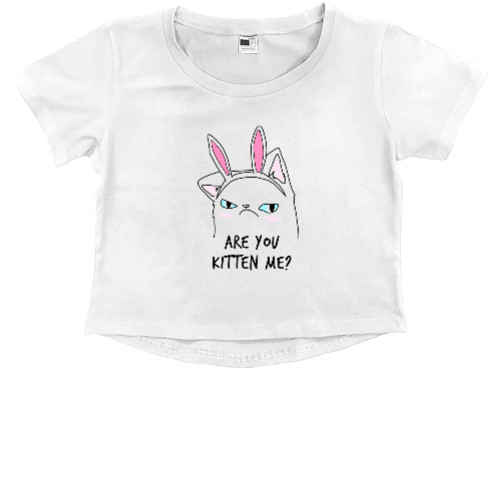 Kids' Premium Cropped T-Shirt - Are you kitten me - Mfest