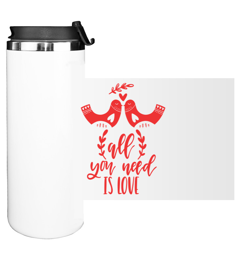 Water Bottle on Tumbler - All you need is love birds - Mfest