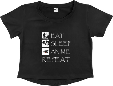 Women's Cropped Premium T-Shirt - Eat Sleep Anime repeat - Mfest