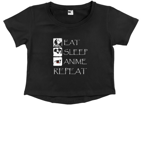 Kids' Premium Cropped T-Shirt - Eat Sleep Anime repeat - Mfest