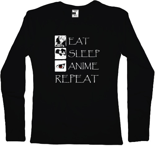 Лонгслив Женский - Eat Sleep Anime repeat - Mfest